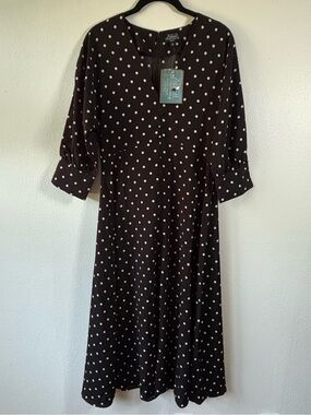 Abbott Elementary Black & White Polka Dot Midi Dress